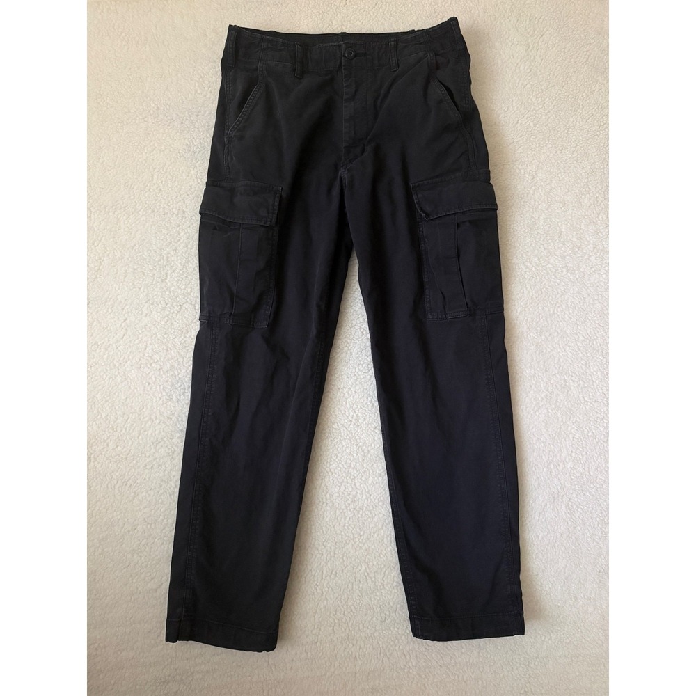 Uniqlo Cargo Pants Men's Small 30x28 Black Drawstring Pockets Straight Casual